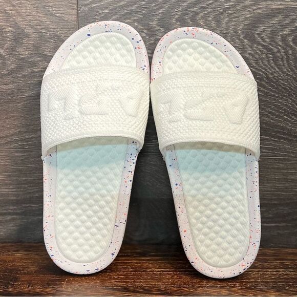 APL Big Logo TechLoom Slide Sandal in White/Impulse Red/Blue Haze.🤍💙 Size 5. N - Picture 2 of 16
